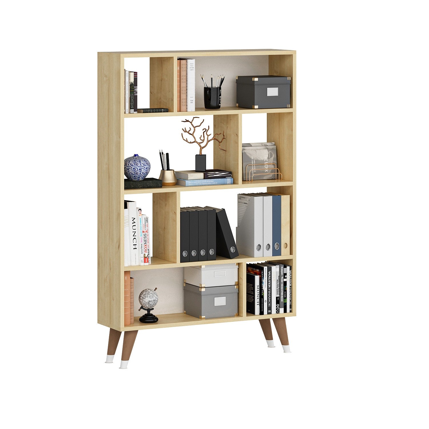 Bookshelf Harby -  White, Sapphire Oak