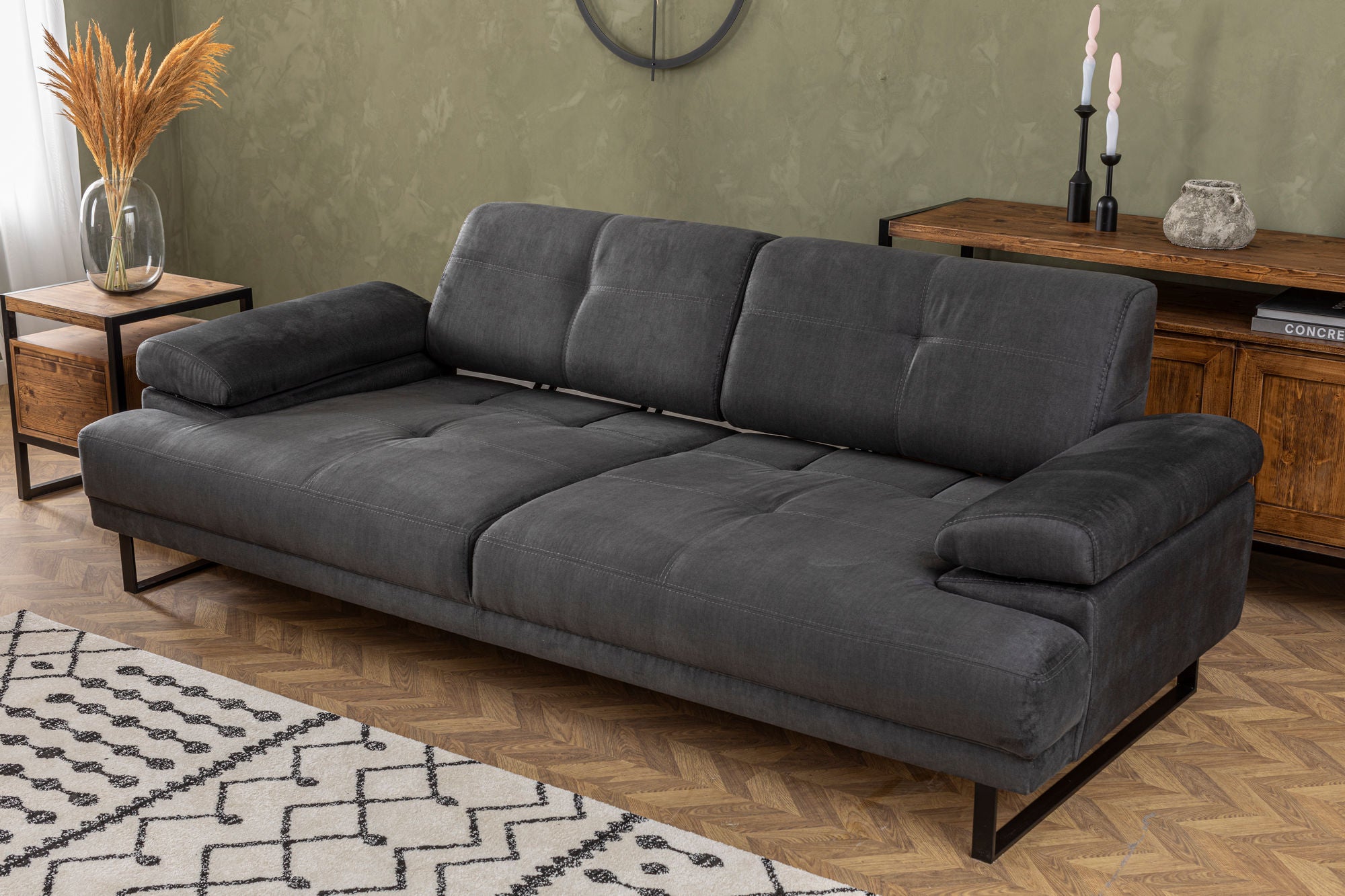 Mustang - Anthracite 3 seater sofa bed