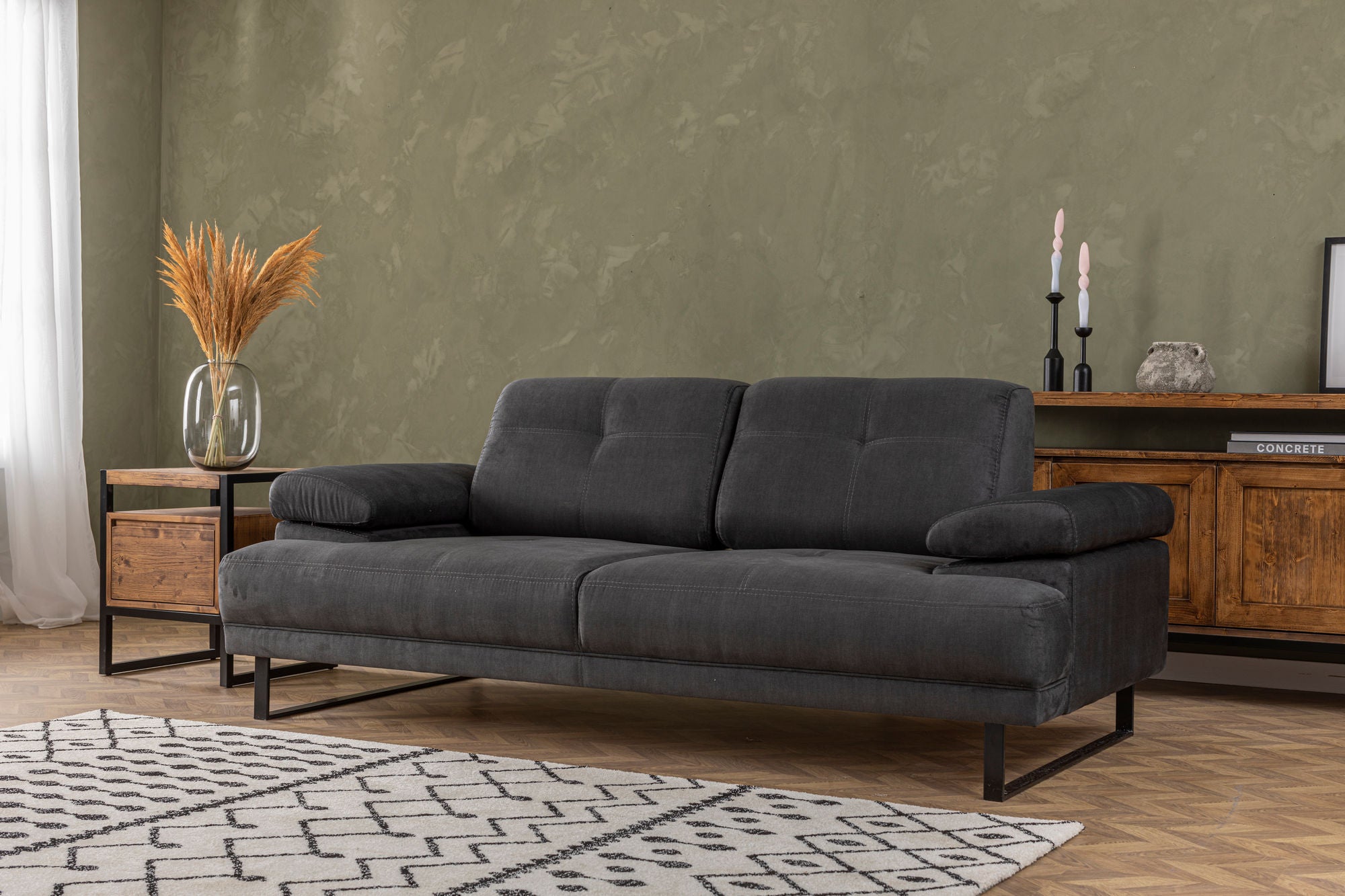 Mustang - Anthracite 2 seater sofa bed