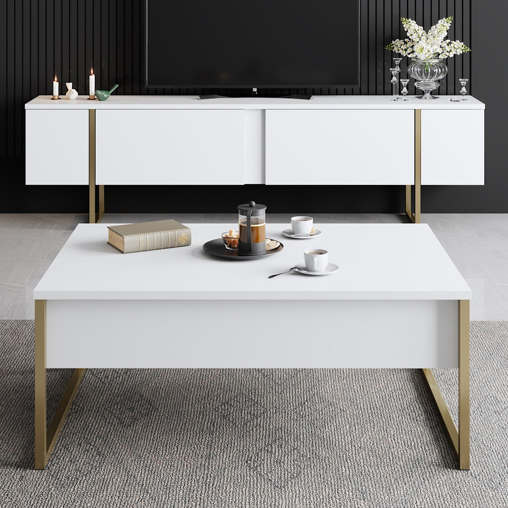 TV Stand Luxe - White Gold
