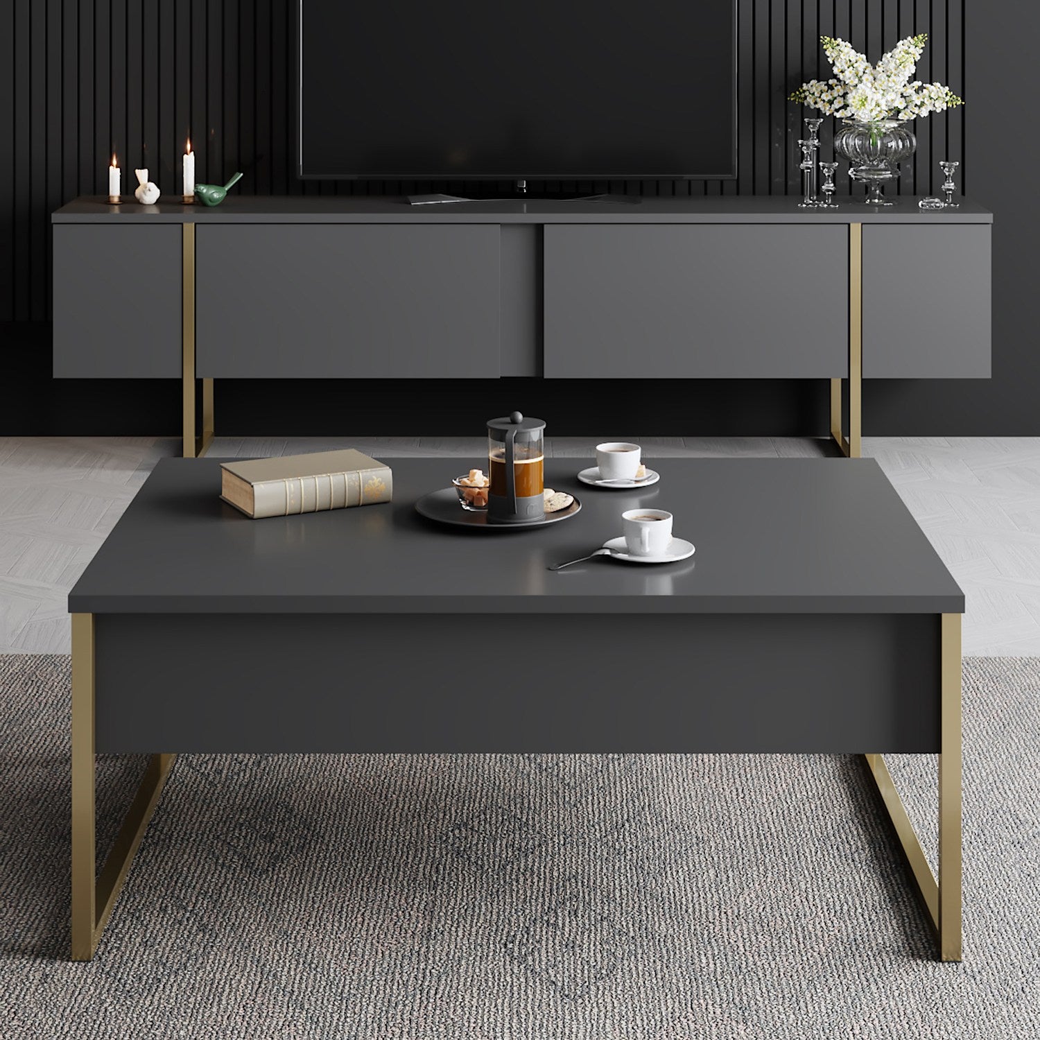 Coffee Table Luxe - Anthracite, Gold