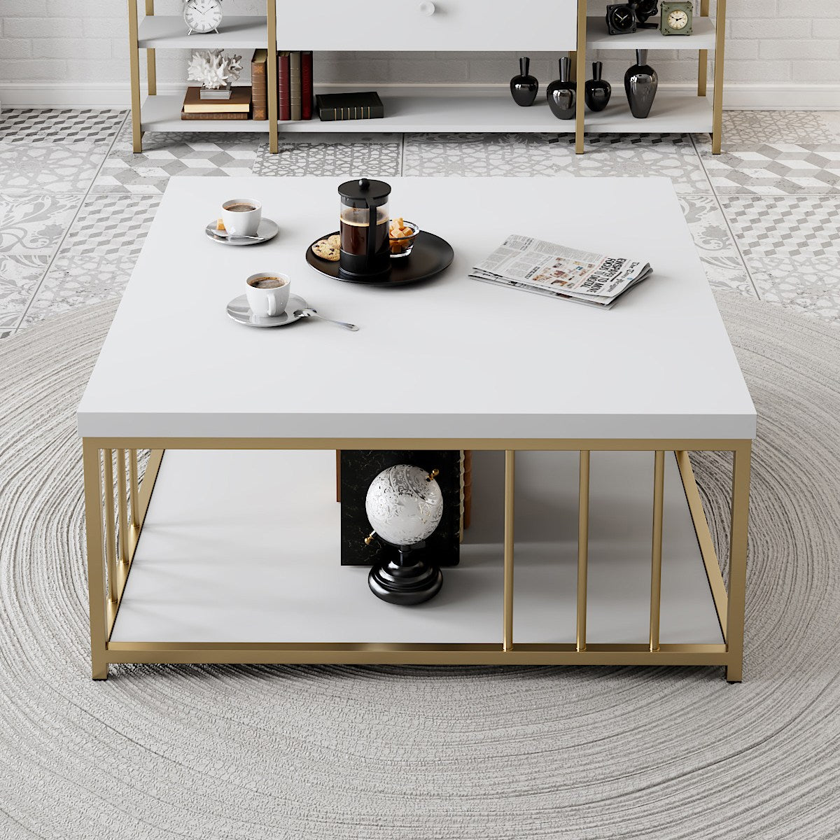 Coffee Table Zenn - White, Gold