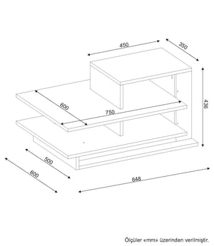 Coffee Table Venüs - White, Walnut