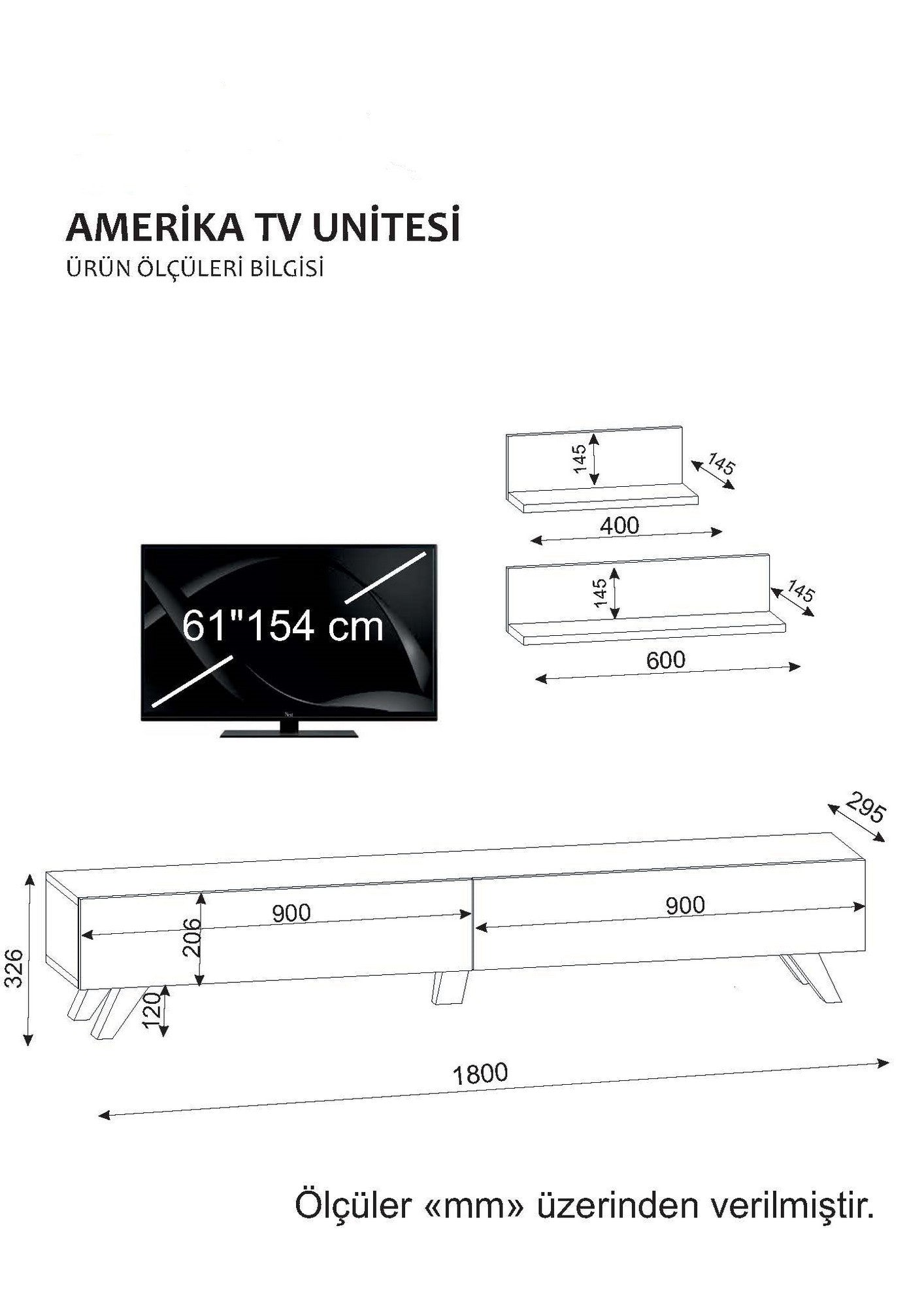 TV Unit Amerika - White, Walnut
