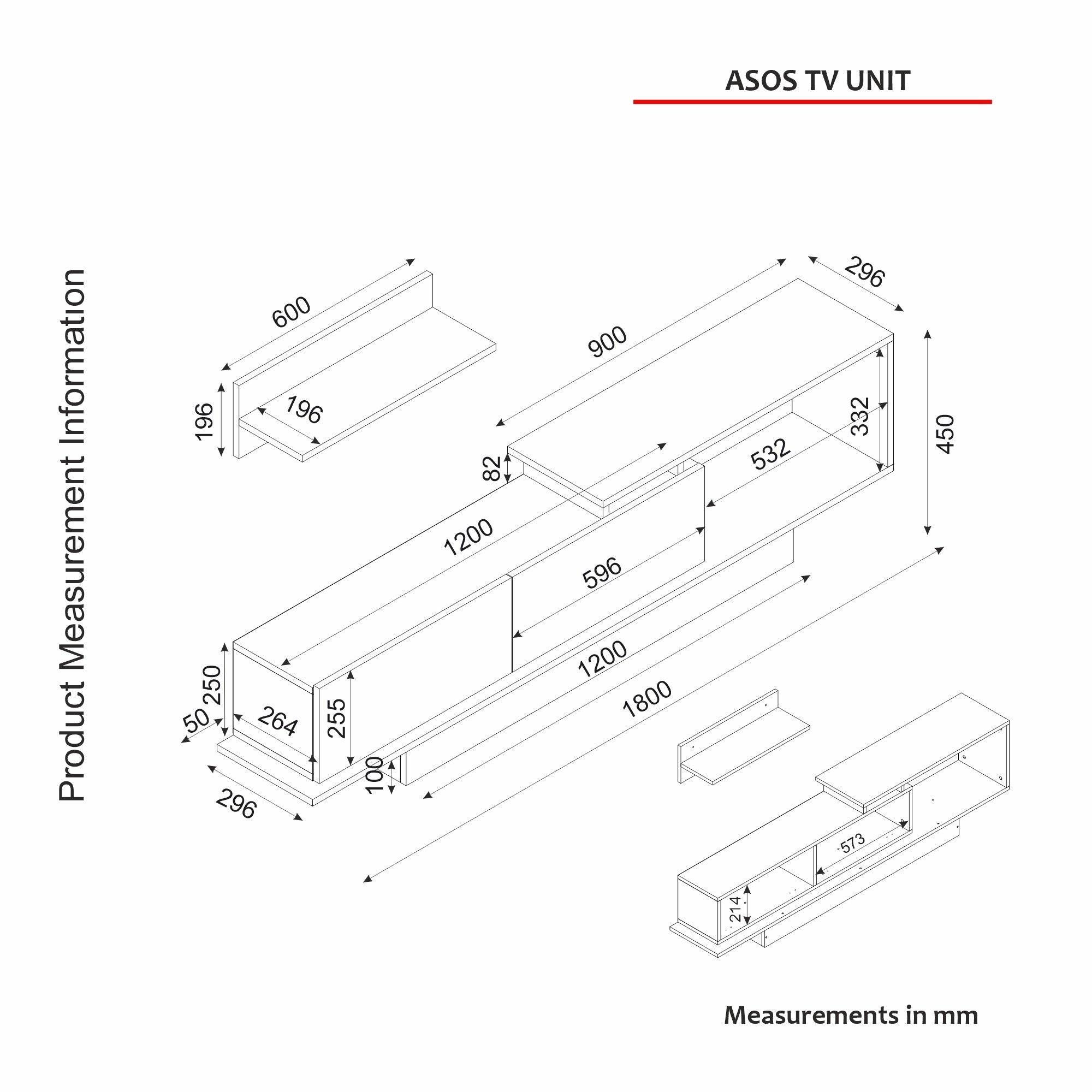 TV Unit Asos - White, Walnut