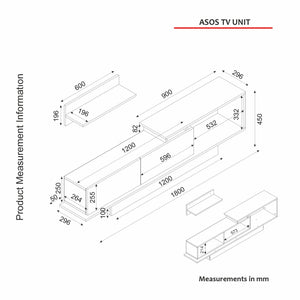 TV Unit Asos - White, Walnut