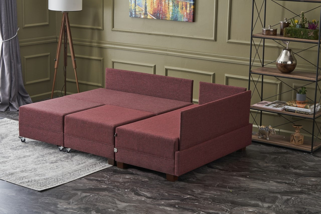 Fly Corner Sofa Bed Right - Claret Red