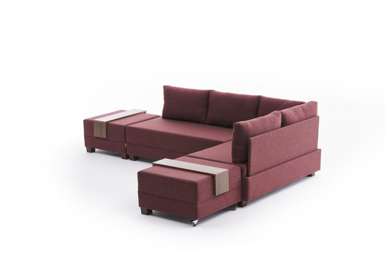 Fly Corner Sofa Bed Right - Claret Red