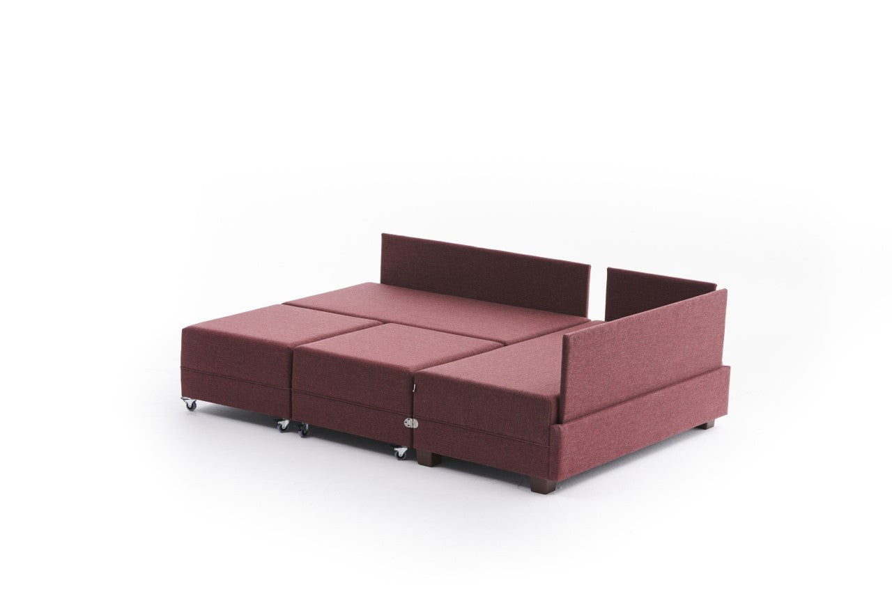 Fly Corner Sofa Bed Right - Claret Red