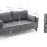 Bella Sofa For 3 Pr - Grey