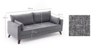 Bella Sofa For 3 Pr - Grey