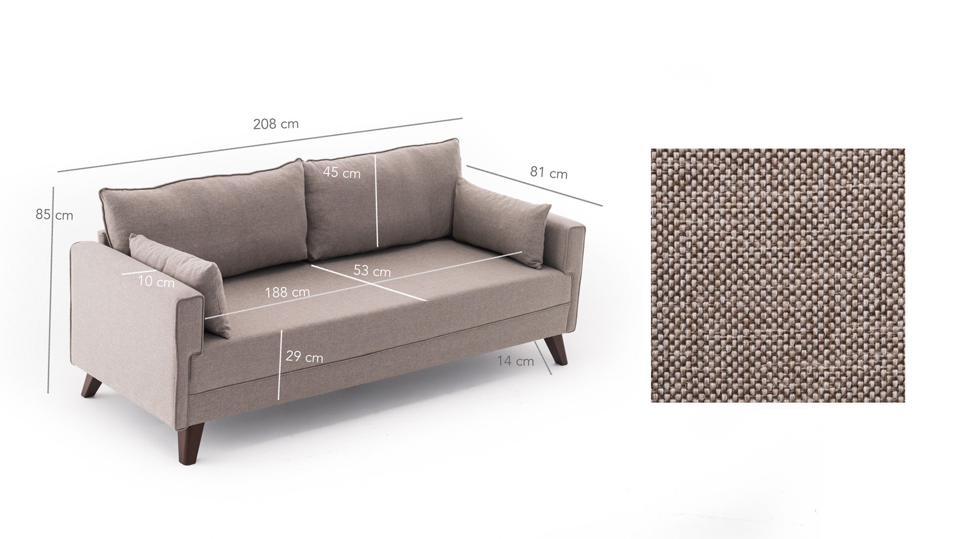 Bella Sofa For 3 Pr - Grey