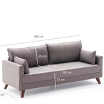 Bella Sofa For 3 Pr - Grey