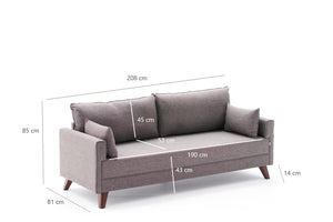 Bella Sofa For 3 Pr - Grey