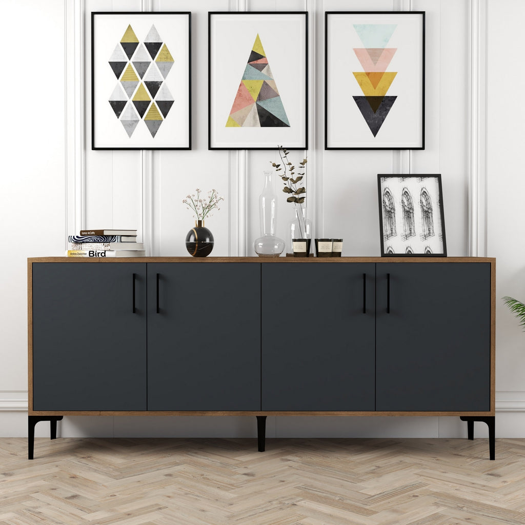 Console Table Kiev - Walnut, Anthracite