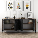 Console Table Kiev - Walnut, Black Marble