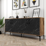 Console Table Kiev - Walnut, Black Marble