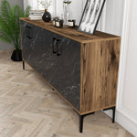 Console Table Kiev - Walnut, Black Marble