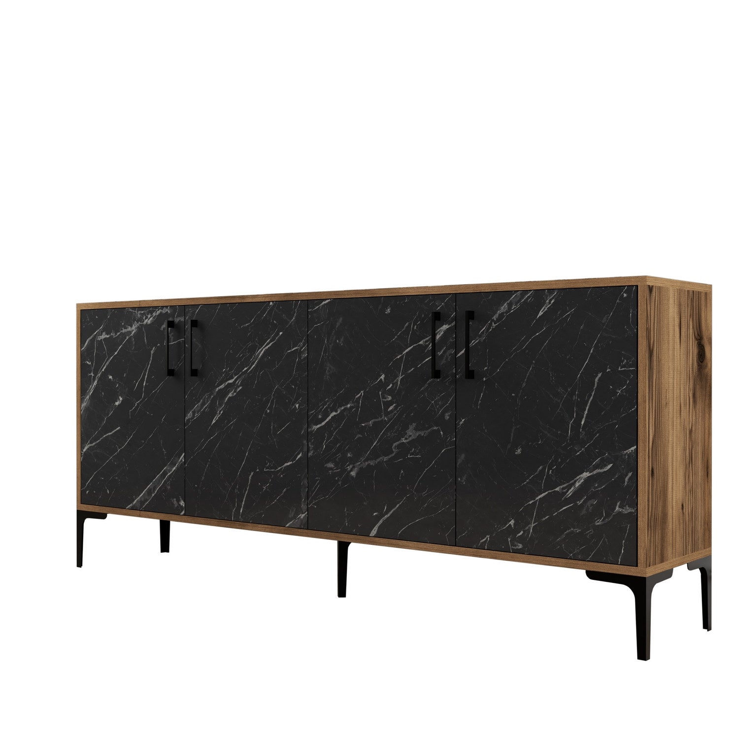 Console Table Kiev - Walnut, Black Marble