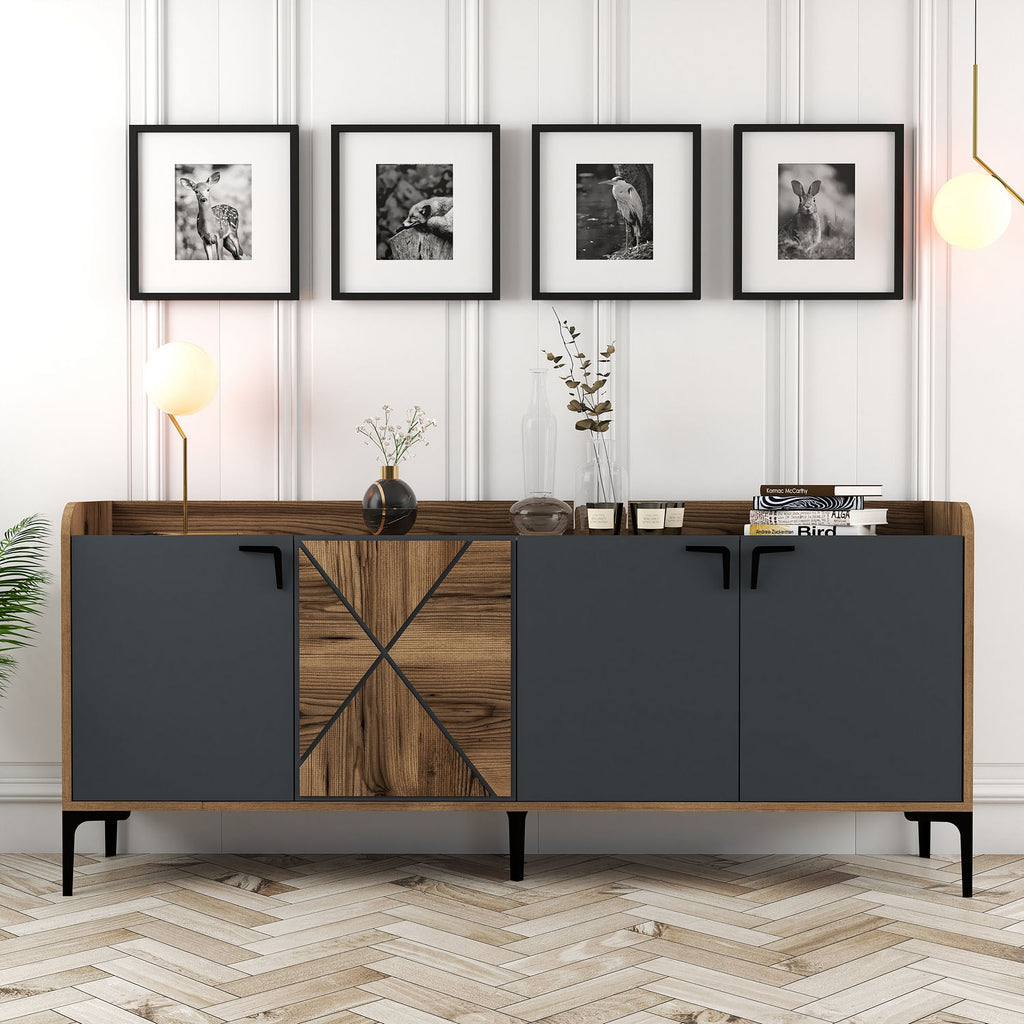 Console Table Venedik - Walnut, Anthracite