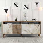 Console Table Milan - Walnut, White Marble