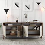 Console Table Milan - Walnut, White Marble