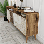 Console Table Milan - Walnut, White Marble