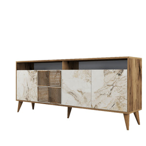 Console Table Milan - Walnut, White Marble