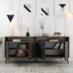 Console Table Milan - Walnut, Black Marble