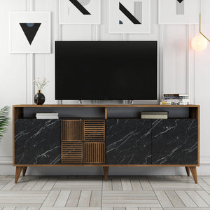 Console Table Milan - Walnut, Black Marble