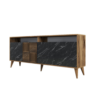 Console Table Milan - Walnut, Black Marble