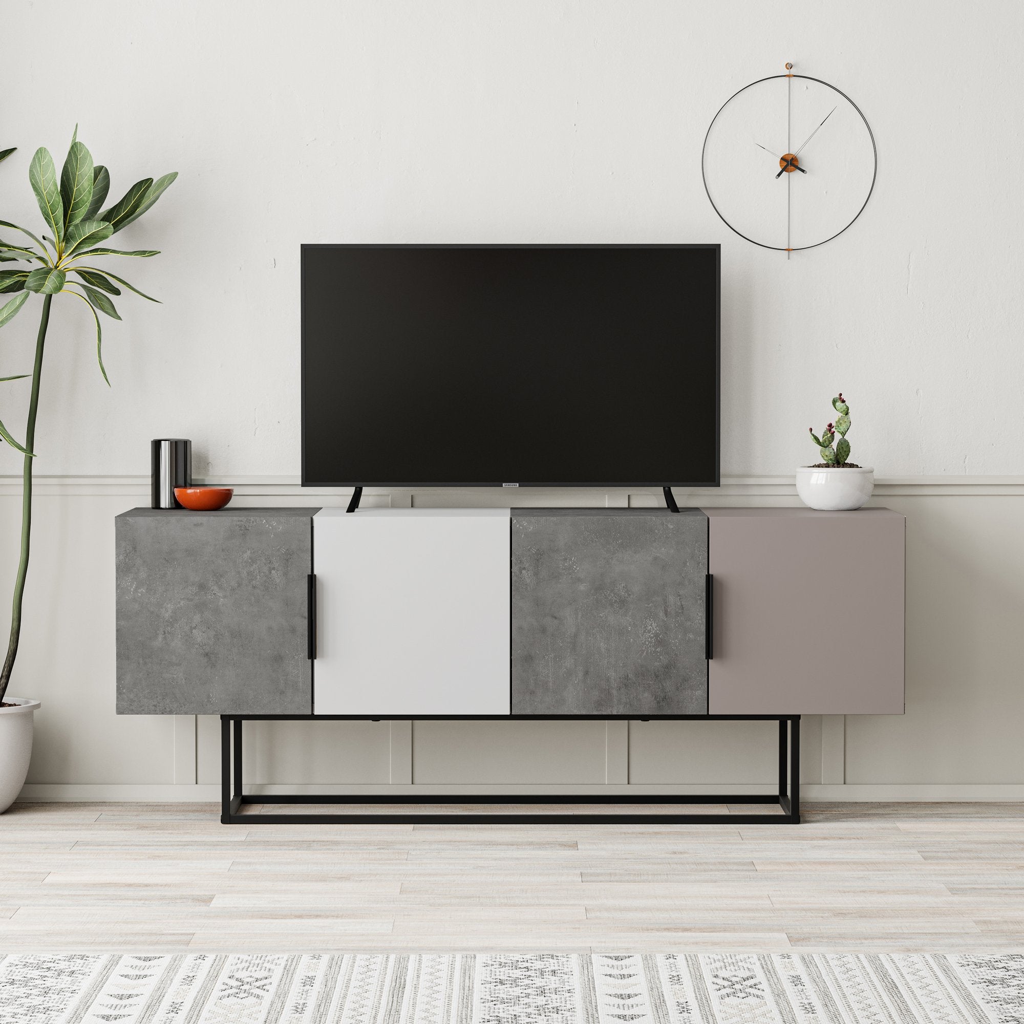 TV Stand Tontini - Grey White Light Mocha