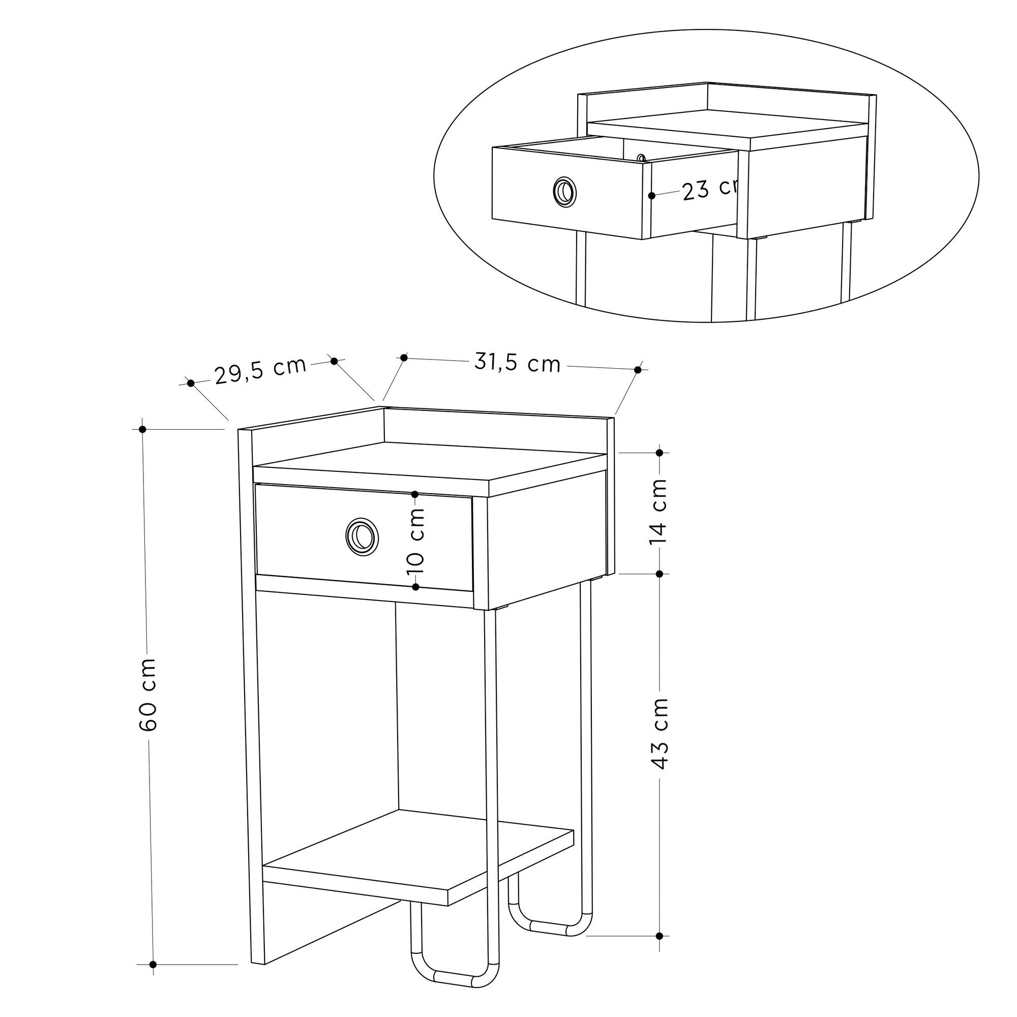 Nightstand Cactus Right - Dark Brown