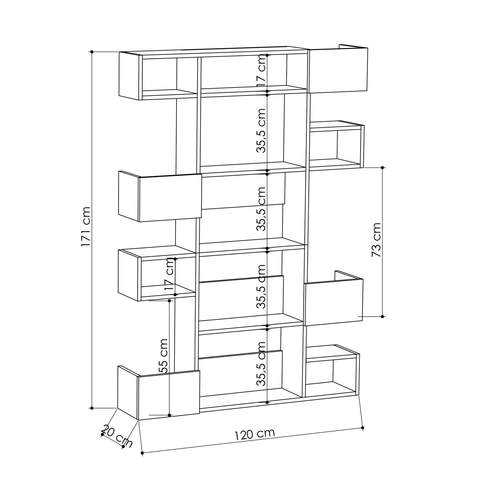 Bookshelf Niho - Oak, Anthracite