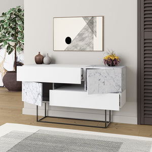 Console Table Eros - White, Carrara
