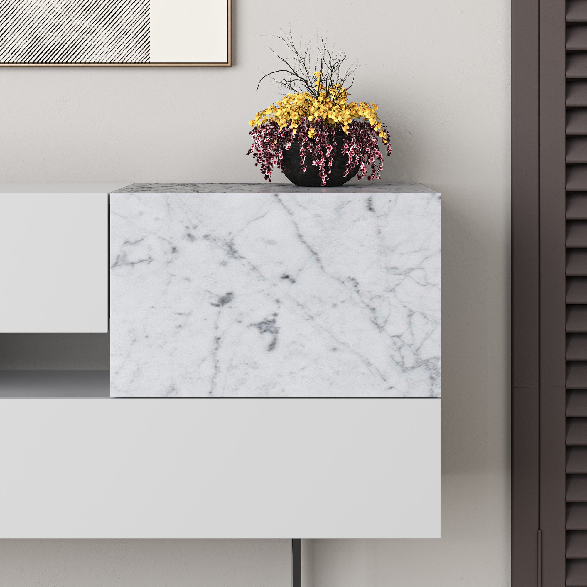 Console Table Eros - White, Carrara