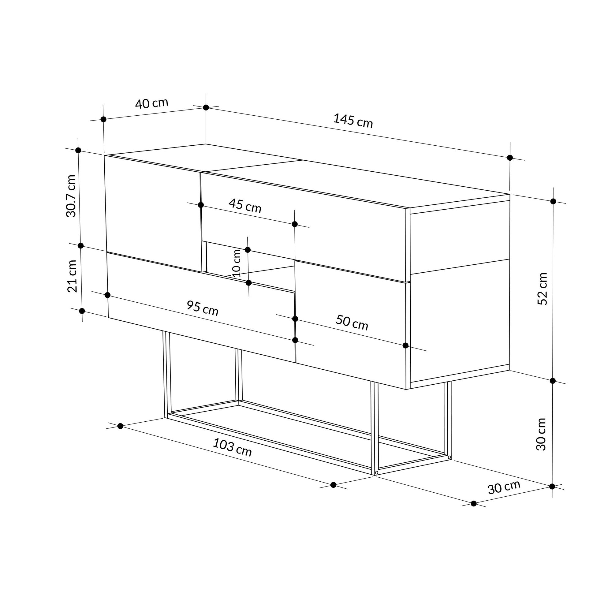 Console Table Eros - White, Carrara