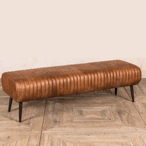 Briatoni Ribbed Leather Bench set