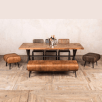 Briatoni Ribbed Leather Bench set