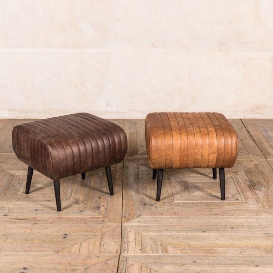 Briatoni Ribbed Leather Bench set