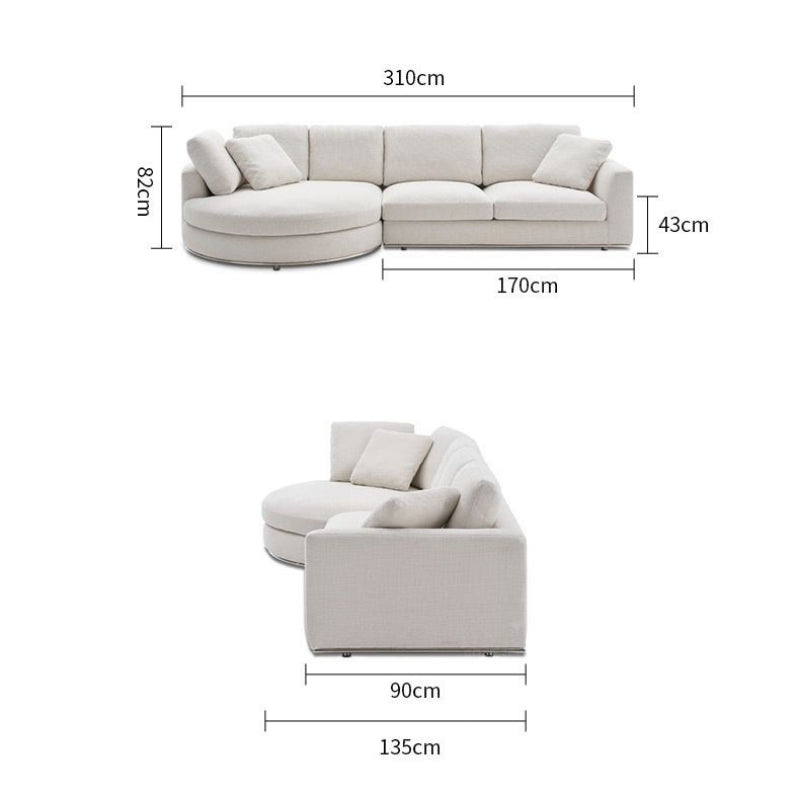 Modern Curved Chaise Sofa