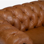 Genuine Leather Chesterfield 3 Seater - Tan Brown