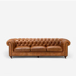 Genuine Leather Chesterfield 3 Seater - Tan Brown