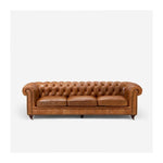 Genuine Leather Chesterfield 3 Seater - Tan Brown