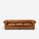 Genuine Leather Chesterfield 3 Seater - Tan Brown