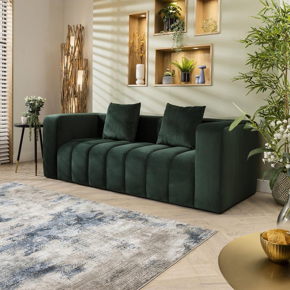 Faraai 3 Seater Velvet Sofa Green