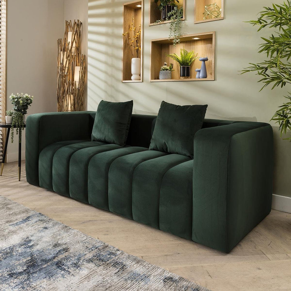 Faraai 3 Seater Velvet Sofa Green