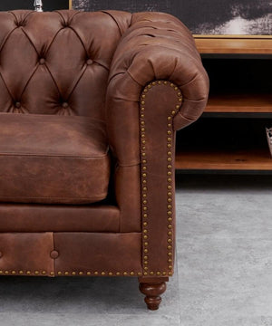 Genuine  Leather Twin colour Chesterfield  3 Seater Sofa