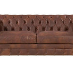 Genuine  Leather Twin colour Chesterfield  3 Seater Sofa