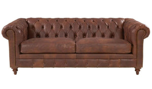 Genuine  Leather Twin colour Chesterfield  3 Seater Sofa